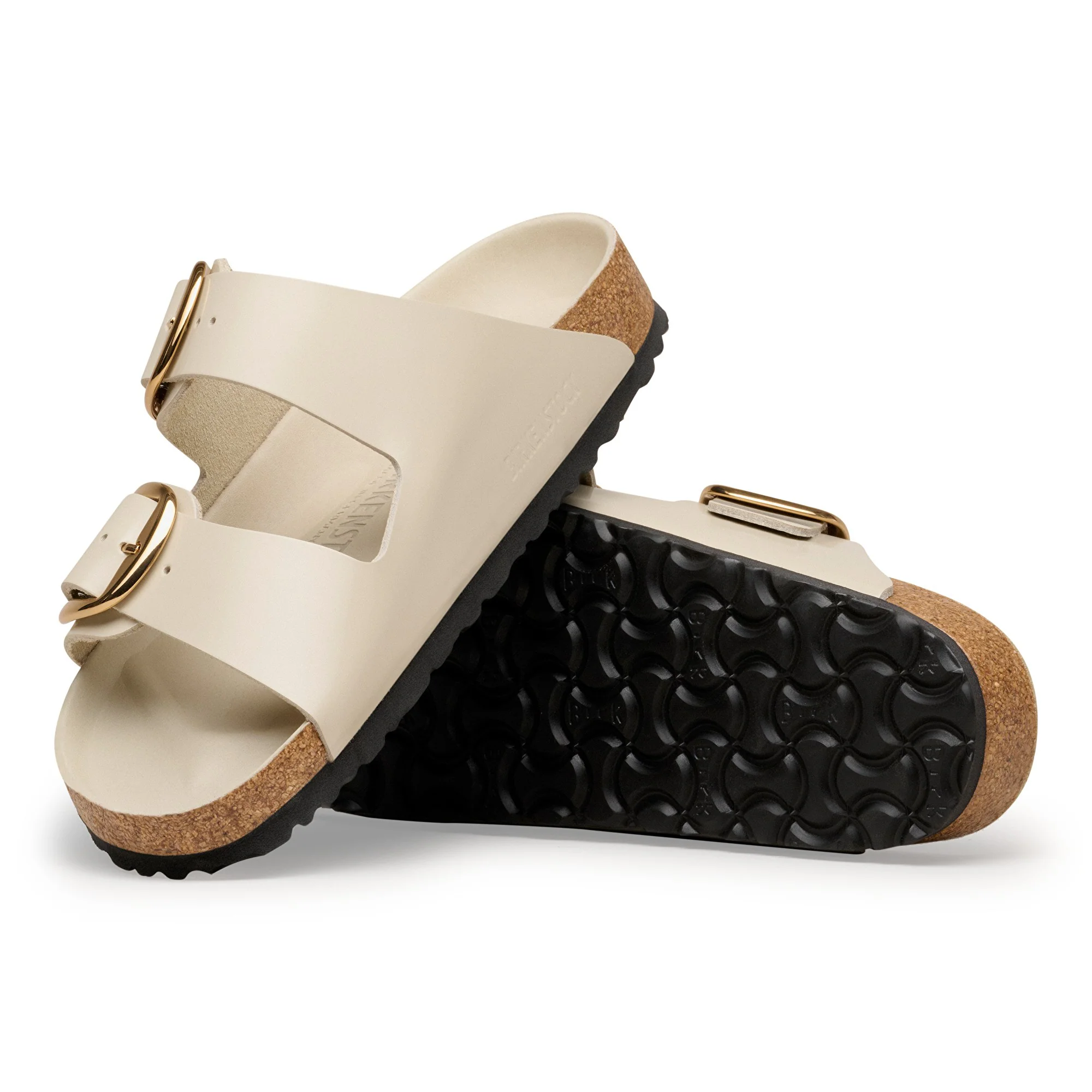 Arizona Big Buckle Natural Leather Patent High-Shine Oyster - Image 2