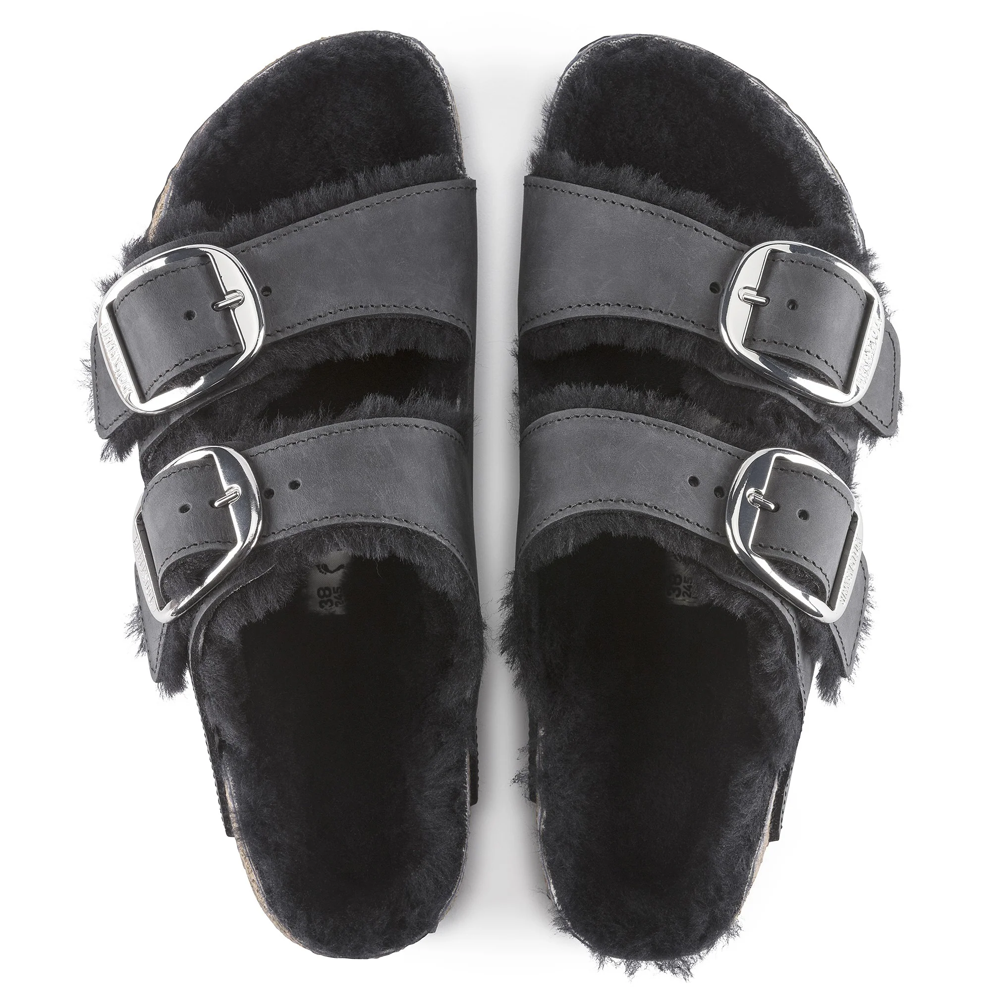 Arizona Big Buckle Shearling Natural Leather Oiled Black - Image 2