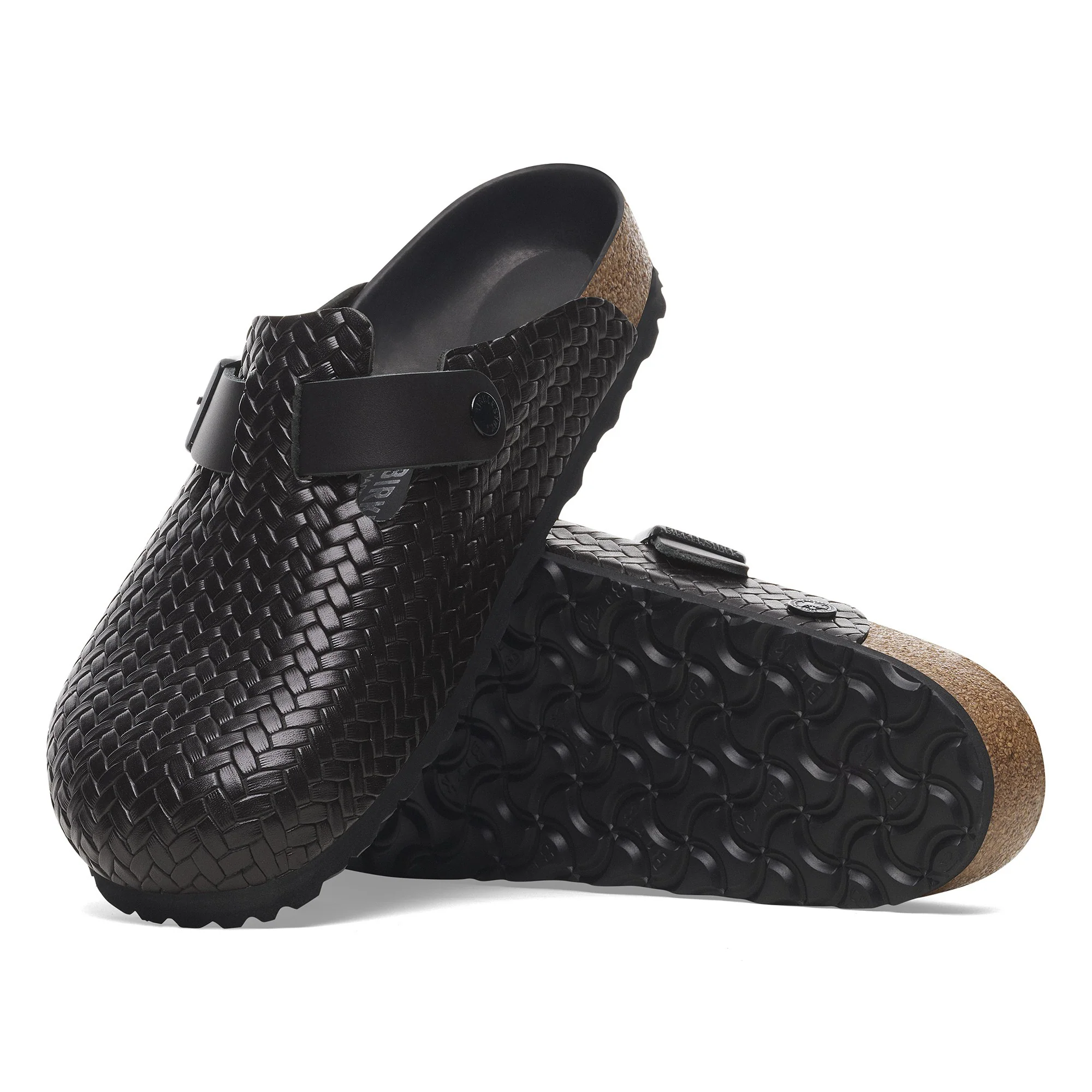 Boston Rivet Logo Natural Leather Woven Embossed Black - Image 2