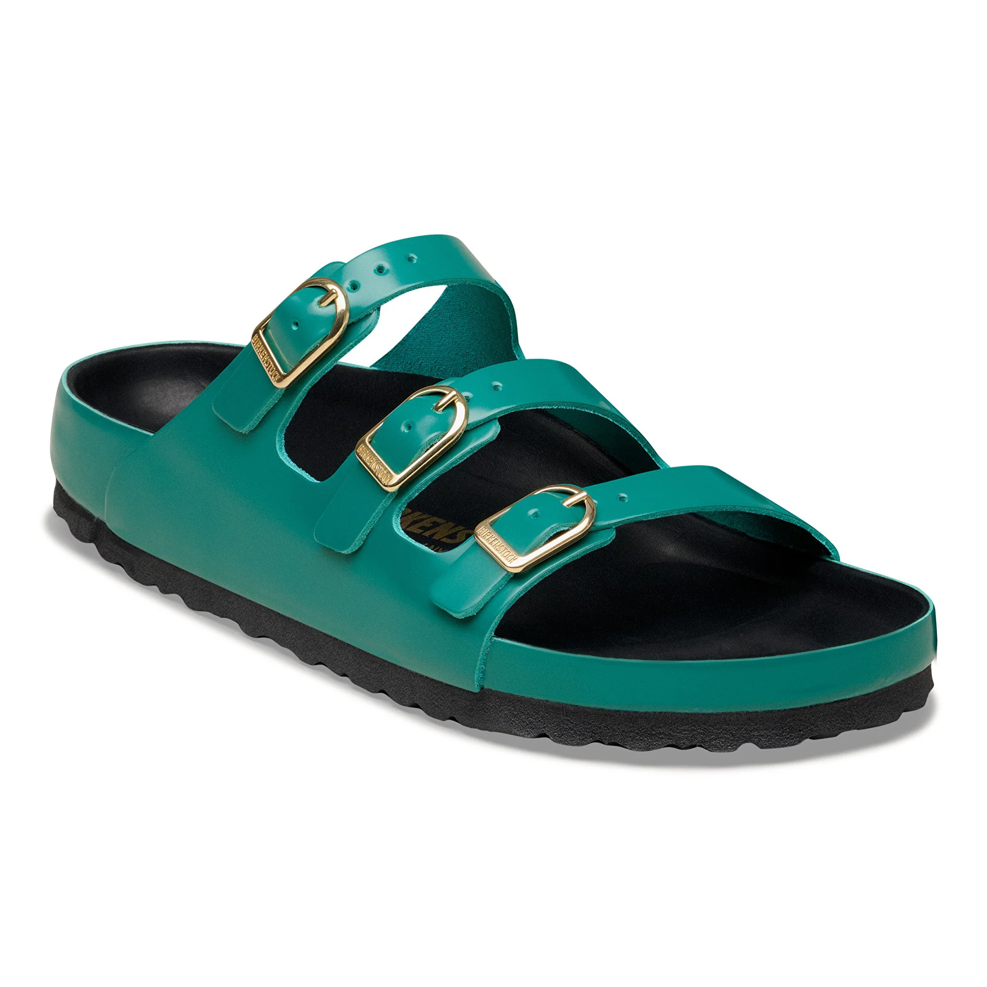 Florida Fresh Natural Leather Patent High-Shine Dark Teal/Black