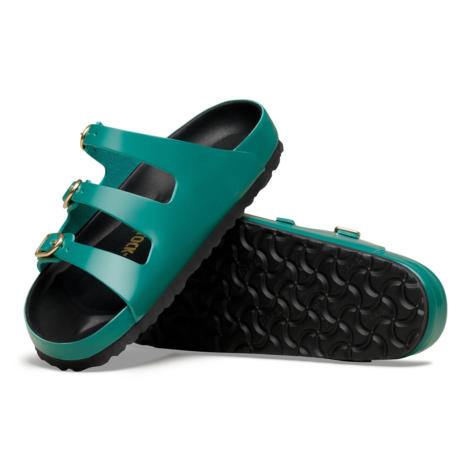 Florida Fresh Natural Leather Patent High-Shine Dark Teal/Black - Image 2