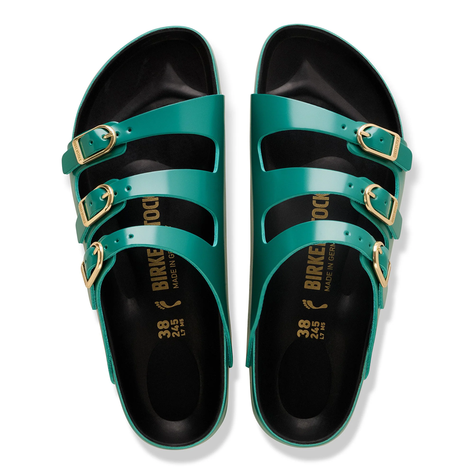 Florida Fresh Natural Leather Patent High-Shine Dark Teal/Black - Image 4