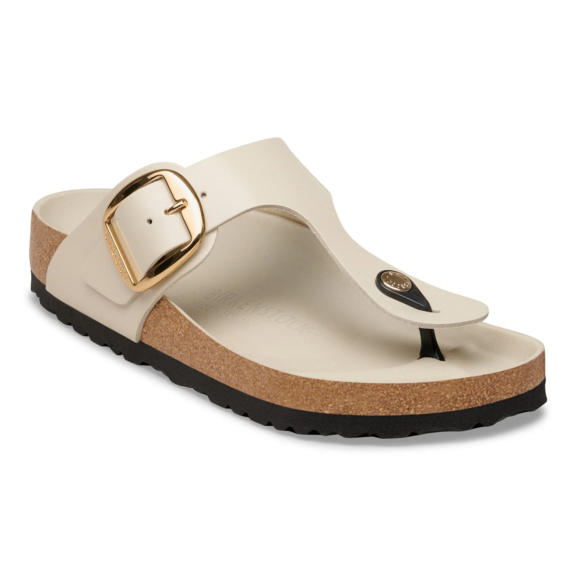 Gizeh Big Buckle Natural Leather Patent High-Shine Oyster