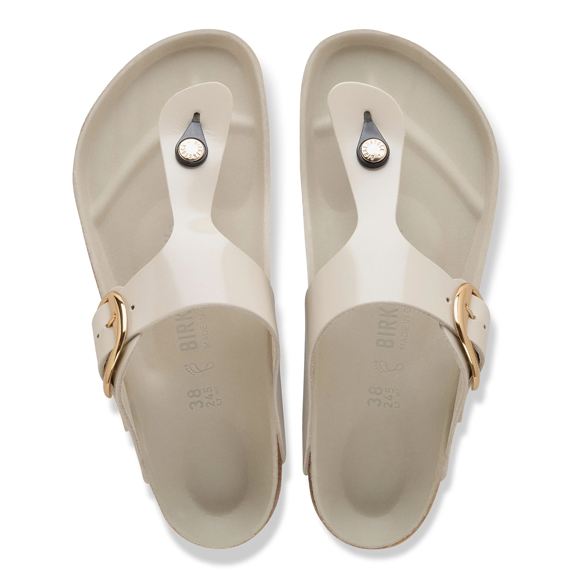Gizeh Big Buckle Natural Leather Patent High-Shine Oyster - Image 4