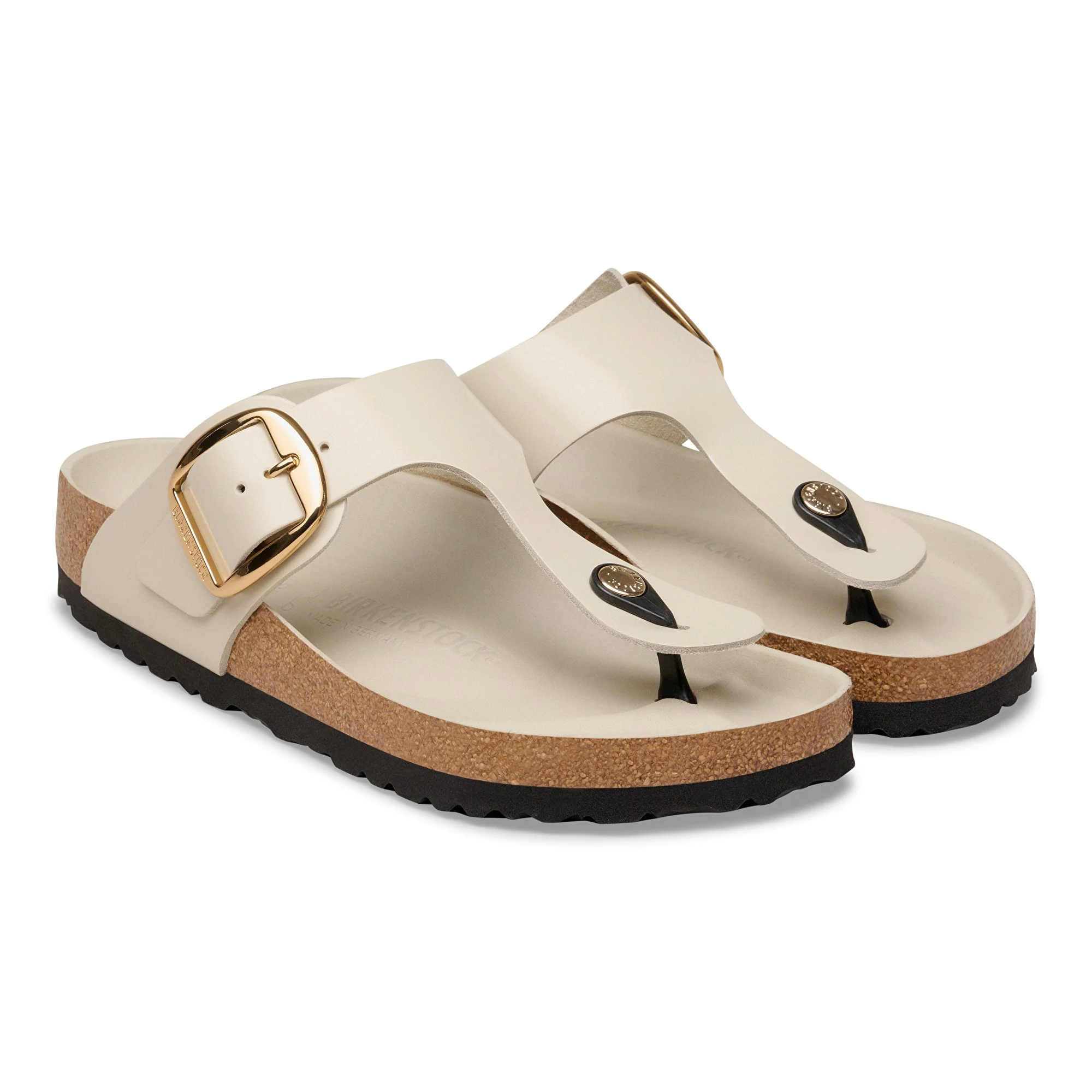 Gizeh Big Buckle Natural Leather Patent High-Shine Oyster - Image 6
