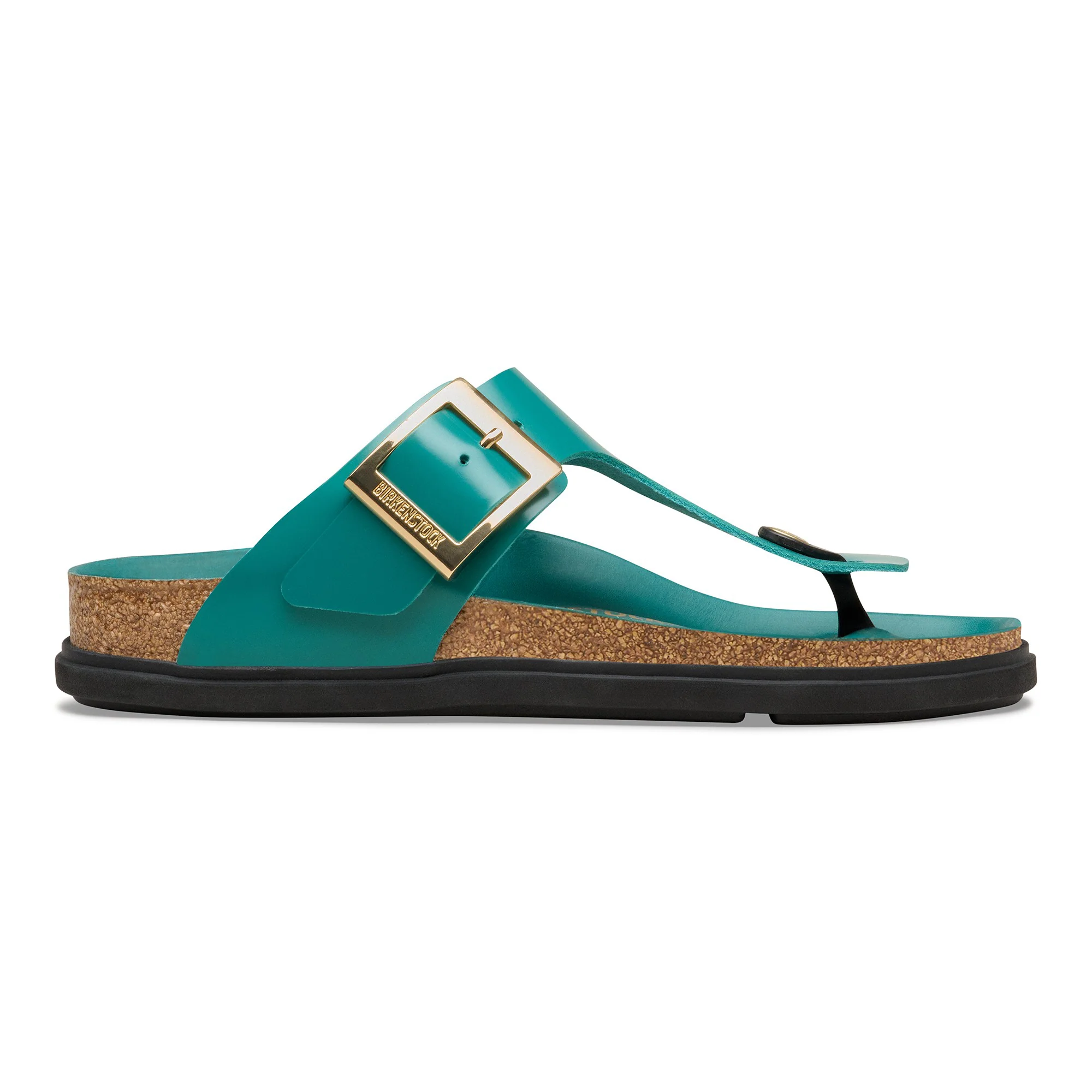 Gizeh Droplet Buckle Natural Leather Patent High-Shine Dark Teal - Image 5
