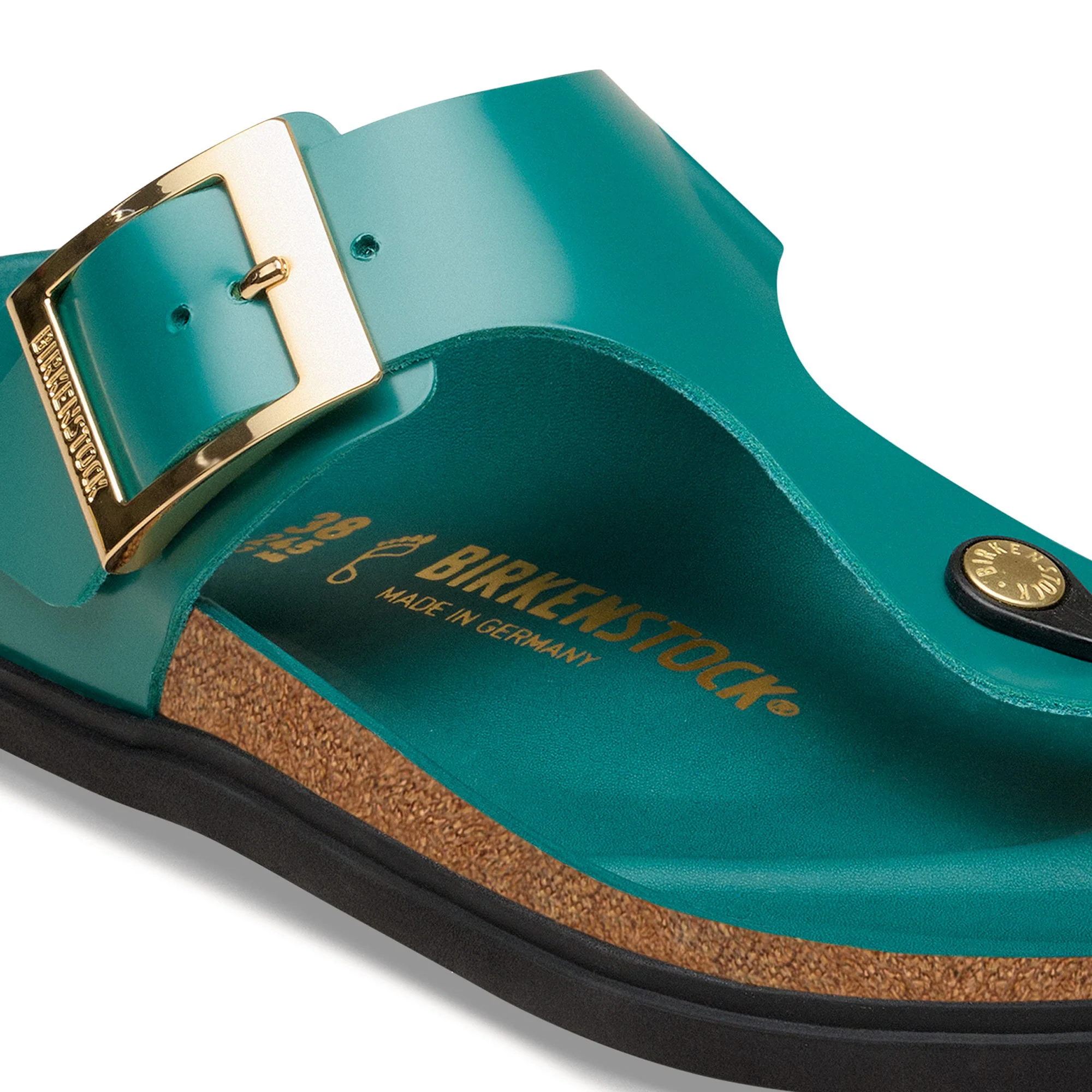 Gizeh Droplet Buckle Natural Leather Patent High-Shine Dark Teal - Image 7