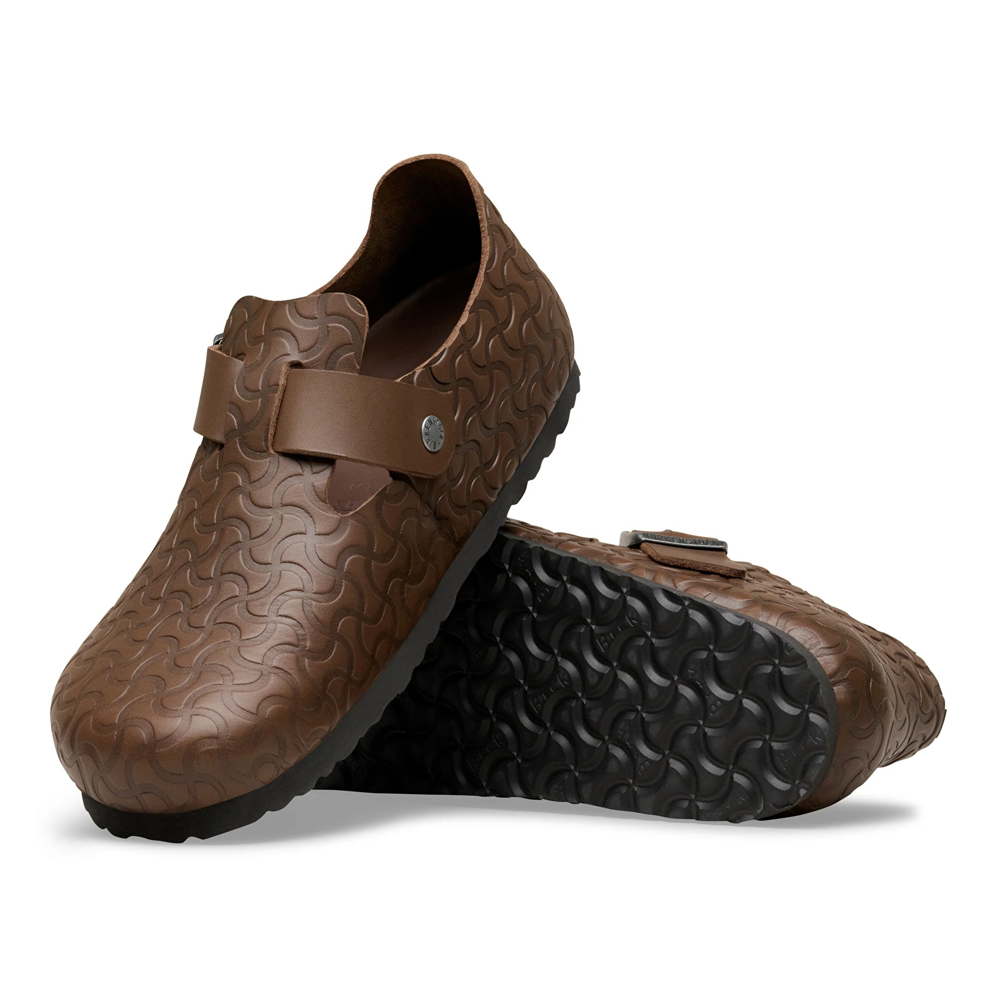 London Single Strap Natural Leather Embossed Carafe Semi Veg Tan - Image 2