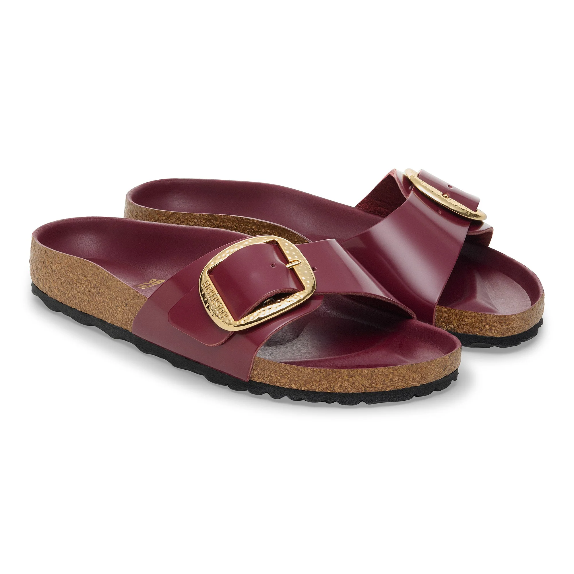 Madrid Big Buckle Natural Leather Patent Zinfandel High Shine - Image 4