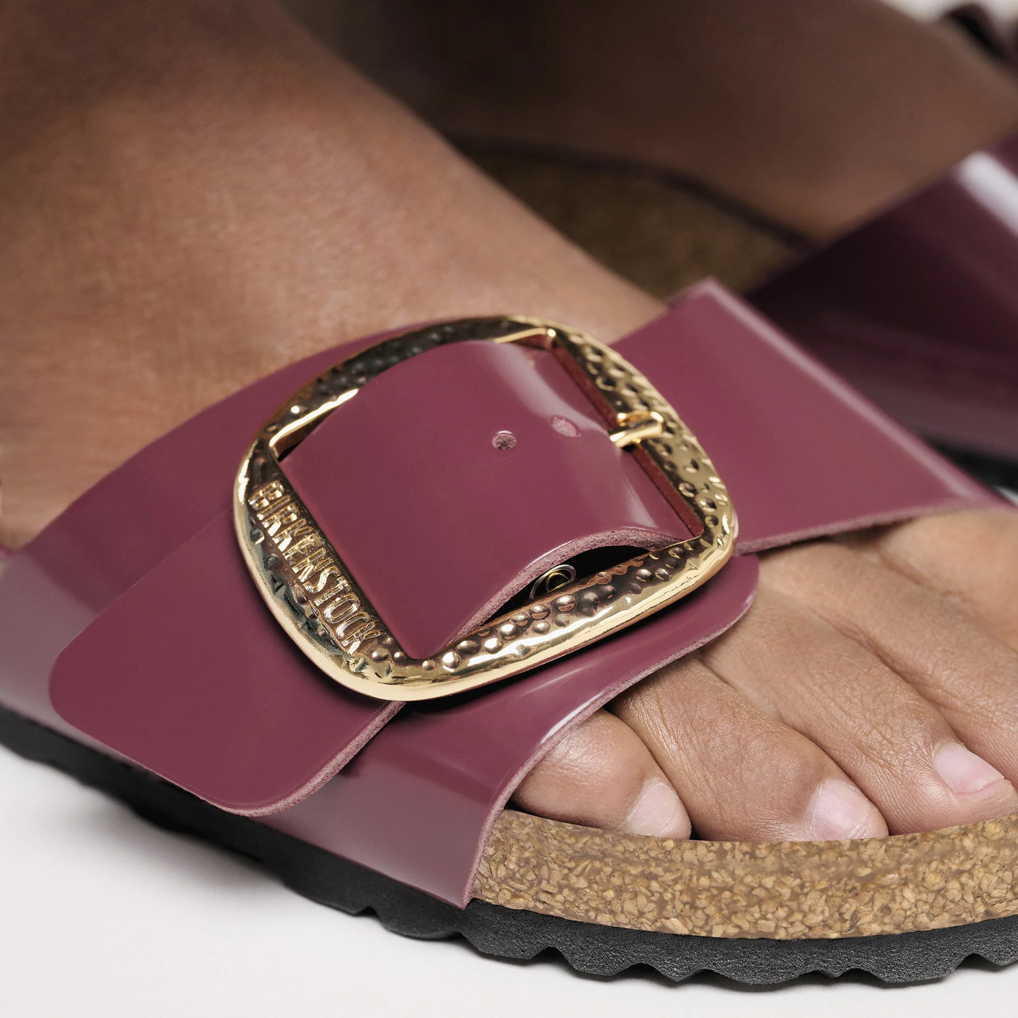 Madrid Big Buckle Natural Leather Patent Zinfandel High Shine - Image 7