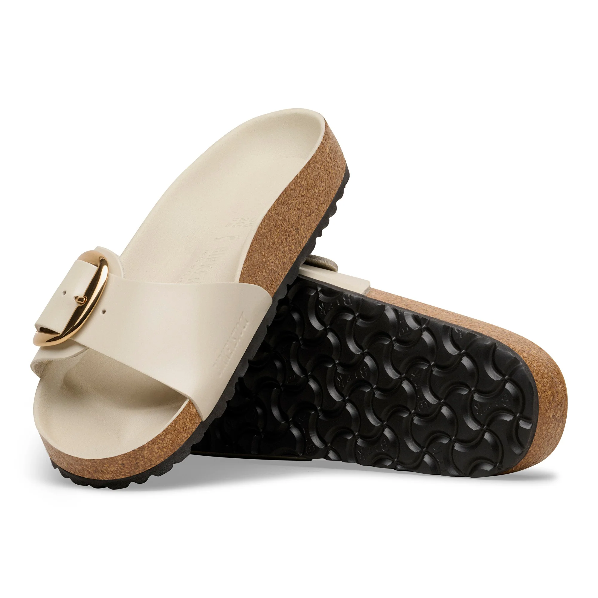 Madrid Big Buckle Natural Leather Patent High-Shine Oyster - Image 2