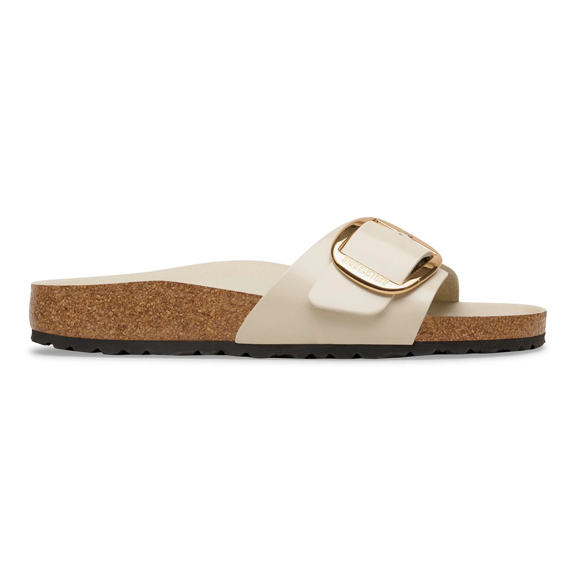 Madrid Big Buckle Natural Leather Patent High-Shine Oyster - Image 5