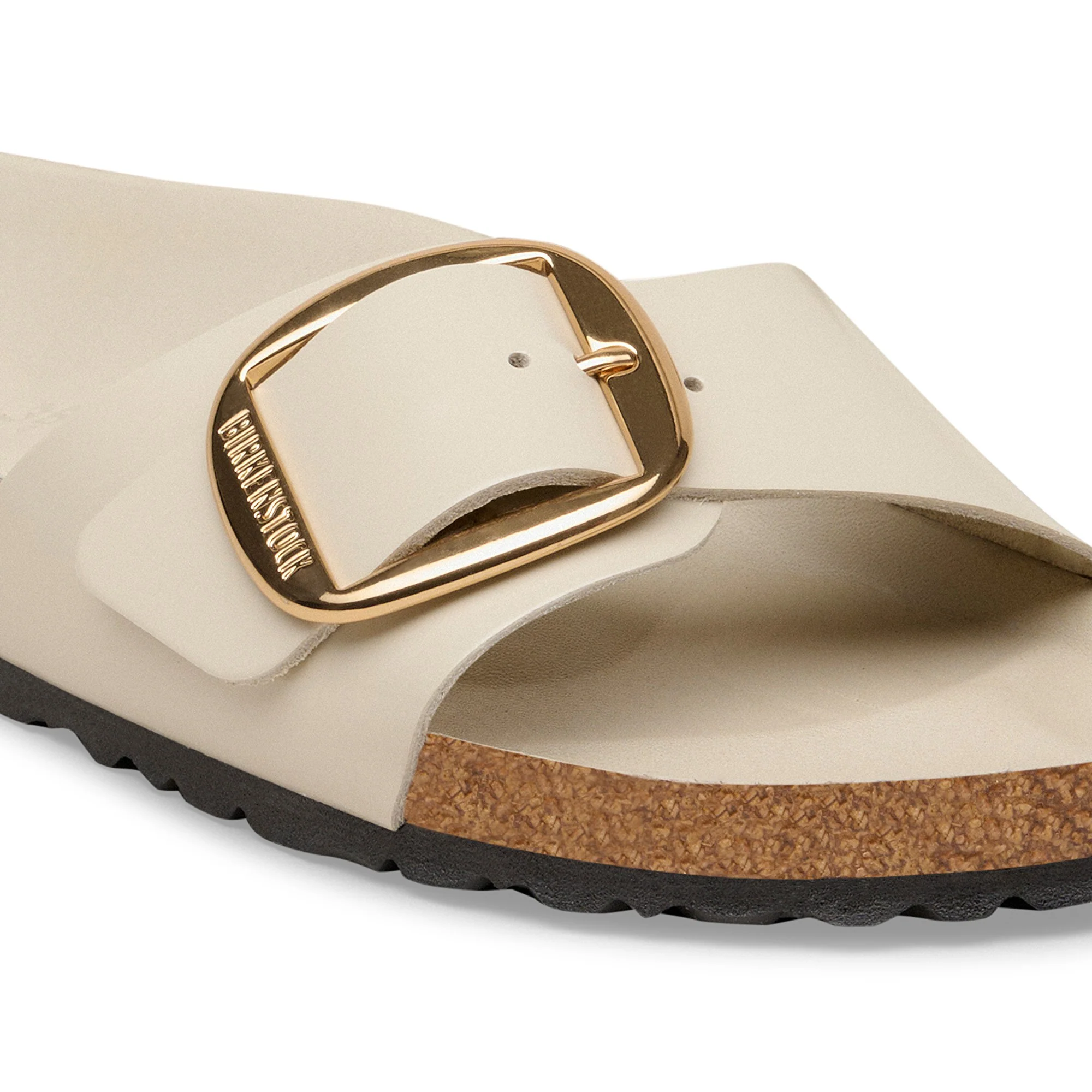 Madrid Big Buckle Natural Leather Patent High-Shine Oyster - Image 6