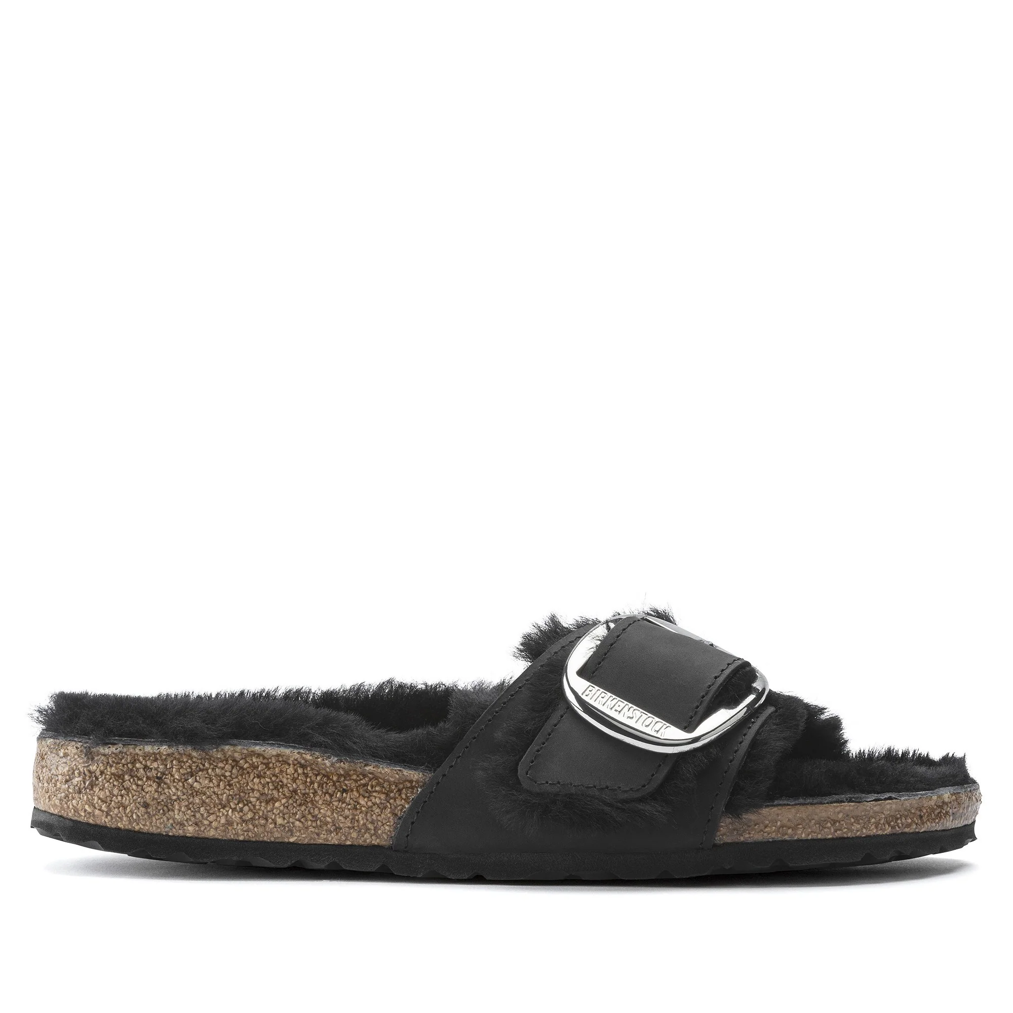 Madrid Big Buckle Shearling Natural Leather Oiled Black - Image 15