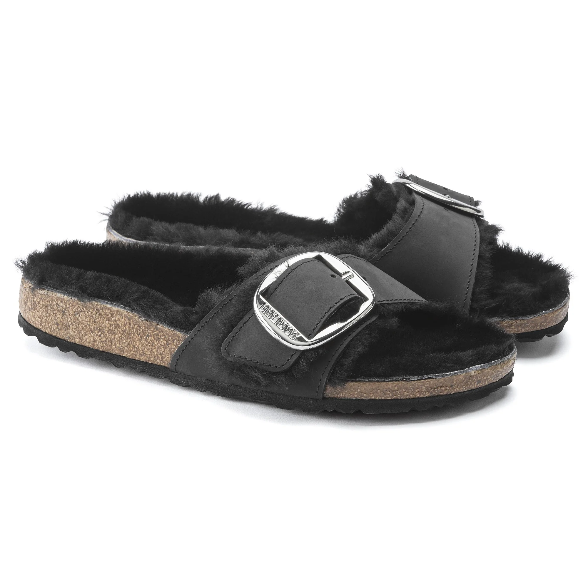 Madrid Big Buckle Shearling Natural Leather Oiled Black - Image 5